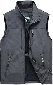 [QtthZZr] Men's Vest Outdoor Leisure Photography Fishing Gilet Sleeveless Breathable Jacket Multi-Pocket Practical Waistcoat