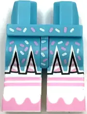 Lego New Dark Medium Azure Minifigure Legs with White Boots Fringe Skirt Pants