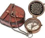 MSSI Vintage Brass Compass with Jeremiah 29:11 Bible Verse, Leather Case and Chain, Inspirational Christian Gift