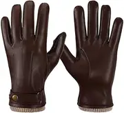 [OZERO] Mens Winter Gloves Nappa Leather Warm Cashmere Lined Touchscreen Texting Driving Motorcycle Gloves