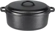 Amazon Basics Pre-Seasoned Cast Iron Round Dutch Oven Pot with Lid and Dual Handles, 6.6 Liters, Black