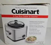 Cuisinart 4 Cup Rice Cooker Steamer CRC-400 Silver Brushed Stainless NEW