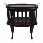 Solid Mahogany Wood Tea Table Oval Shape with Glass Antique Reproduction Style