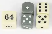 BACKGAMMON DICE SET IVORY AND GREY 7/16" SQ. WITH DOUBLING CUBE