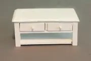Dollhouse Miniature 1:12 Scale White 2 Drawer Coffee Table #4440