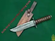 Custom Knife King's Made Beautiful Damascus Steel K-Bar Style Fighting Knife