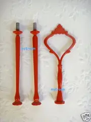 HEAVY 3 tier Cake Plate Stand Fitting Handle Red White Black Bronze Pink DIY
