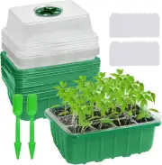 144-Cell Seed Starter Tray, 12-Pack Reusable Trays with Humidity-Vented Domes an