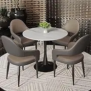 Snaweo Office Reception Room Club Table, Negotiation Table and Chair Set, Small Coffee Dining Table and Chair Set for 4, Suitable for Living Room, Lounge, Kitchen, 31.5 Inch(Brown+Dark Gray)