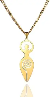 [EUEAVAN] Triple Moon Goddess Necklace Celtic Fertility Goddess Pendant Necklace Wiccan Amulets Moon Pentagram Cross Jewelry Pagan Gifts Men Women