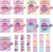 Haooryx Mother's Day Craft Kits for Kids - 45 Sets DIY Tea Cup of Love Greeting Card Making Kits Make Your Own Mother’s Day Party Favor Gift Cards School Art Project Fun Classroom Home Activity Supply