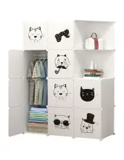 [SOGA] 10 Cubes Portable Wardrobe Foldable Closet with Doors in White
