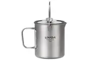 Lixada 750ml Titanium Coffee Cup Mug French Press Pot Coffee Maker with Lid Outdoor Camping Cooking Pot