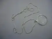 1-5X Magnifier Reading Magnifying Glass Lens Pendant Necklace-36'' SILVERr#05