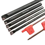 5-Piece Lathe Turning Tools Holder Set with CCMT Inserts and T8 Wrench Included