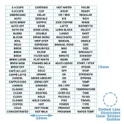 116pcs Black Print Coffee Machine Function Sticker Labels Words Decal Button