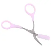 Pink Eyebrow Trimmer Eyelash Thinning Shears Comb Eyelash Hair Clips Scissors