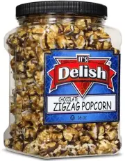 Gourmet Chocolate Drizzle Zigzag Popcorn by It's Delish – 16 Oz (1 Lb) Jumbo Con