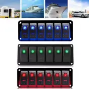 6Gang LED Rocker Switch Panel Circuit Breaker 12V 24V For Car Boat Waterproof
