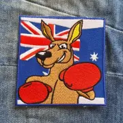 Boxing Kangaroo Travel Iron On Embroidery Patch Destination Souvenir Gift