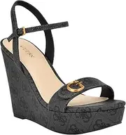 [GUESS] Women's Himifia Wedge Sandal, Silver, 9