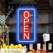 Ultra Bright LED Open Signs for Business, 16’’x 9’’ Neon Open Sign, Vertical Light up Sign with ON/OFF Switch adapter for Window Bars Cafes Hotels Florists Clubs Restaurants Barbershops Supermarkets and All Kinds of Business Store