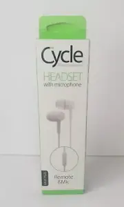 Cycle White Headset Headphones Microphone Mic Mobile Cellphone Tablet Laptop