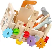 CVUTOVO 1set Boy Girl Tool Set Educational Toy for Toddlers Complete Toolbox Hammer Screwdriver Wrench More Creativity Hands Skills for Birthdays Holidays