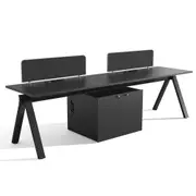 Modern Office Furniture Dolan 2 Seater Workstation 2.8mx0.7mx0.75m - Black