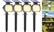 Solar Spot Lights Outdoor Waterproof IP67,23 LED 3 Lighting 4 Pack Warm White