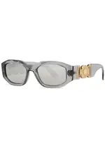 Versace Medusa Biggie Rectangle-frame Sunglasses - Grey - One Size One Size