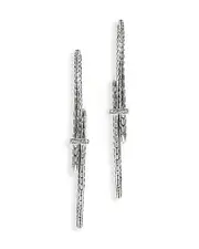 John Hardy Sterling Silver Spear Diamond Bypass Hoop Earrings