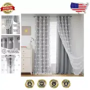 Stylish 84 Inch Grey Room Darkening Curtains - Grommets & Tie-Backs Included