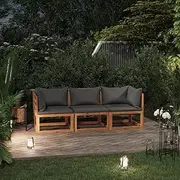 3 Piece Outdoor Furniture Setting Patio Conversation Set All-Weather Garden Furniture Patio Couch Sectional Sofa Deck Backyard, Solid Acacia Wood