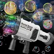 Rocket Boom Bubble Gun - DIY Gatling Bubble Machine with 64-Hole for TIK Tok, Rocket Launcher Bubble Machine for Adults Children Playing and Indoor Outdoor Party Wedding Social Outing (New Black)
