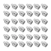 8mm Cord End Caps, 50Pcs Round Terminators Cord Findings Clasp, White Silver