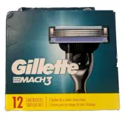 Gillette Mach3 Razor Blade Refills, 12 Cartridges - New/Sealed