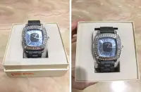 在飛比找Yahoo!奇摩拍賣優惠-FOLLI FOLLIE品牌漂亮閃亮鋯石方鑽小圓鑽橡膠錶帶手