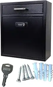 Stainless Steel Mailbox Wall Mounted Locking Vertical Drop Box Mailbox with Key Lock