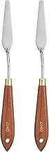 uxcell 2pcs Palette Knife Painting Tool 3.15" x 0.67" Stainless Steel Teardrop Blade 8.86" Length Spatula Painting Pallet Knives with Hole Beech Wood Handle for Acrylic Canvas, Red/Silver