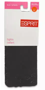 Esprit Girl Black Tights Size 10-14 Punctured Heart Shaped Pattern NEW