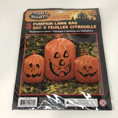 Fright Night Three Pumpkin Lawn Bags