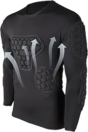 [Generic] Goalkeeper Shirt Padded, Youth Football Padded Compression Shirt, Premium Boys Padded Football Shirt, Long Sleeve Goalkeeper Jersey Black Padded Protective Shirt Mens, Soccer Padded Shirt for Adults