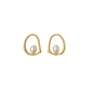ANYCO Fashion Earrings Gold 925 Sterling Silver Hollow Natural Freshwater Baroque Pearl Stud for Women Jewelry