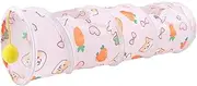 Bunny Tunnel Toy - Fabric Pet Tunnel, Rabbit Toy, Guinea Pig Toy | Foldable Bunny Play Tube With Hanging Ball, Pet Tunnel for Indoor Fun, Small Animal for Ferret Hamster Kittens He