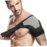 SECFOU Adjustable Shoulder Support Brace for Men Shoulder Pads Strap Breathable Shoulderpad for Outdoor Sports Grey Left