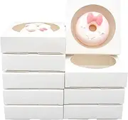 Capkyke 50pcs 4.33x4.33x1.2 Inch Individual Cookie Boxes with Window Dessert Boxes Auto-Popup Gift Boxes Wedding Favor Boxes Small Gift Boxes for Single Cookie Pastry