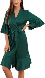 [Generic] Luxury Plus Size Satin Wedding Robe - Elegant Bridal Bathrobe For Bride Bridesmaids Soft-Sleepwear Loungewear