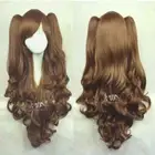 LOLITA Brown Long Wavy 2 Clip Ponytail Cosplay Party Wig Hair Free Shipping