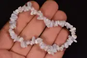 *BLUE LACE AGATE* Bracelet 11.7g Chip Beads Elastic Chalcedony Healing Clarity